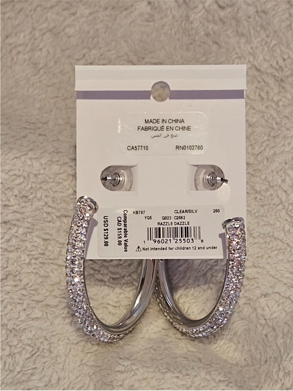 Kate Spade Razzle Dazzle Hoop Earrings – Crystal Pavé Silver Tone | NWT - Picture 3 of 8